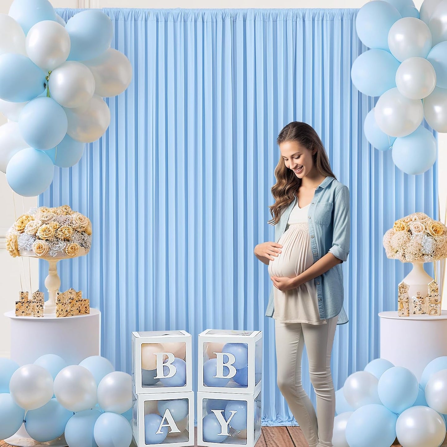Wrinkle-Free Baby Blue Backdrop - Perfect for Parties!