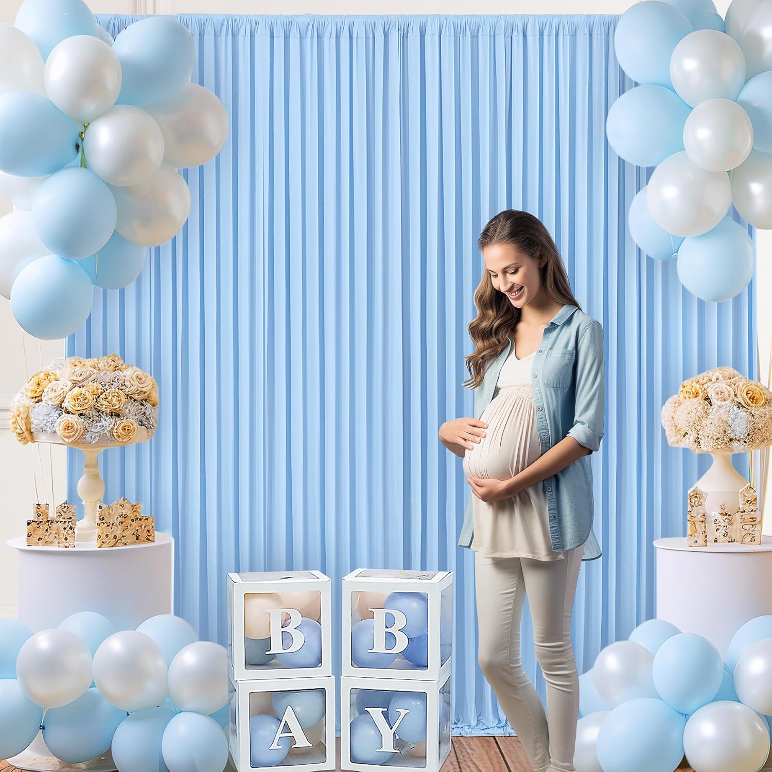 Wrinkle-Free Baby Blue Backdrop - Perfect for Parties!