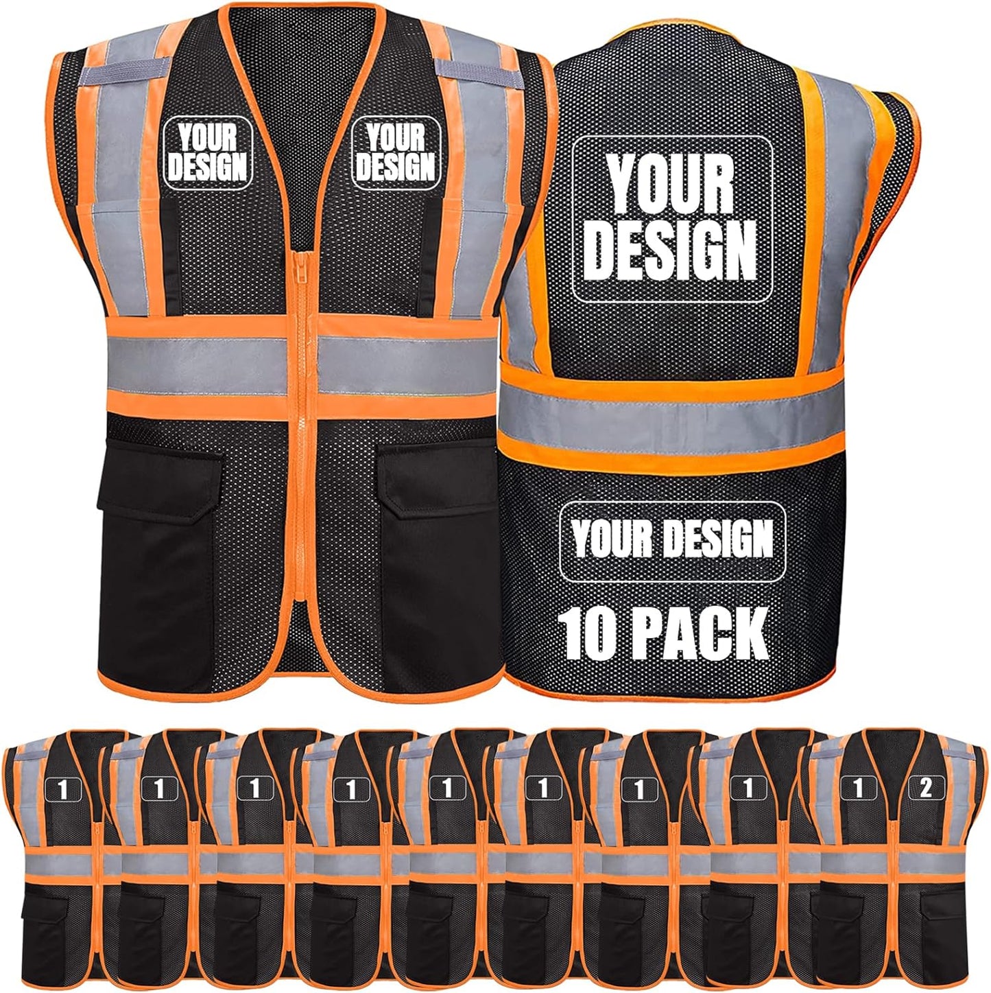 Custom Safety Vest with Pockets for High Visibility Workwear