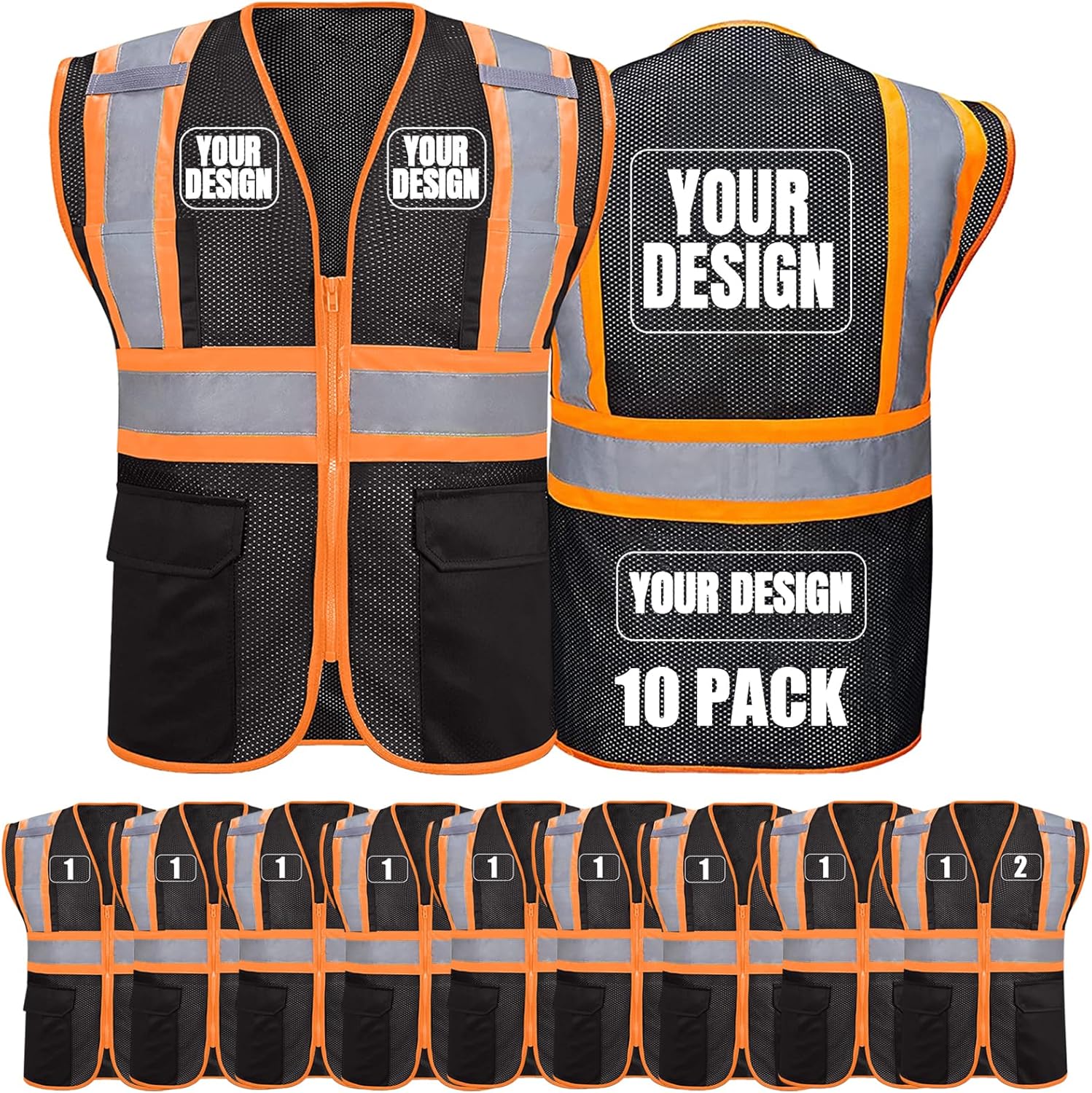 Custom Safety Vest with Pockets for High Visibility Workwear