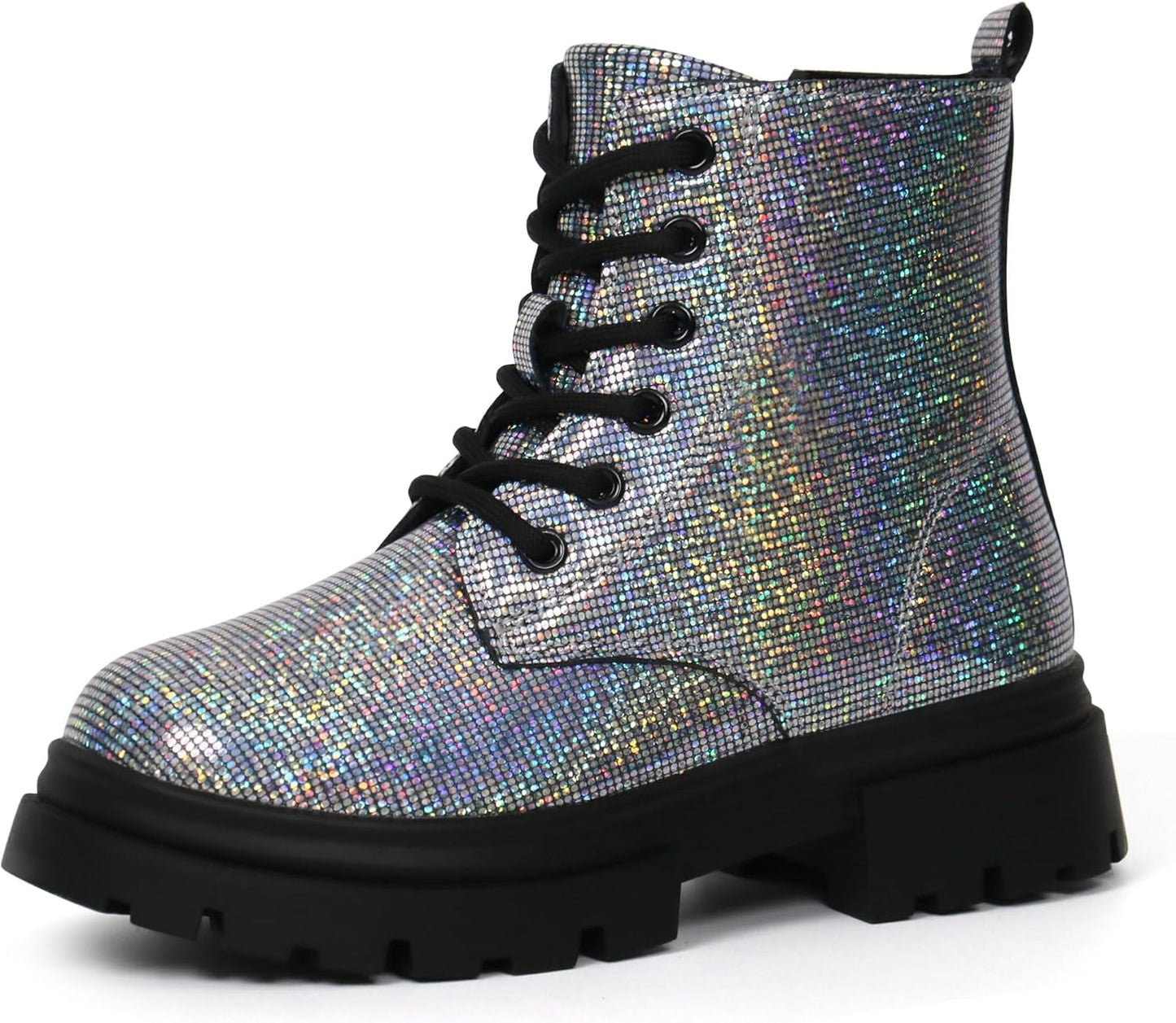 starmerx Girls Ankle Boots Lace Up Combat Boot Side Zipper