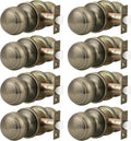 Probrico Door Knobs Interior Antique Brass Passage Set 8 Pack