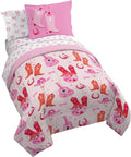 Kids Cowgirl Boots & Bows Twin Comforter Set - Soft 5-Piece Bedding