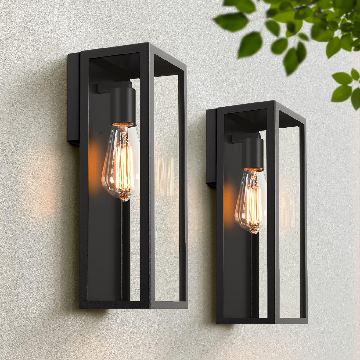 2-Pack Outdoor Wall Lanterns for Modern Porch Lighting Needs