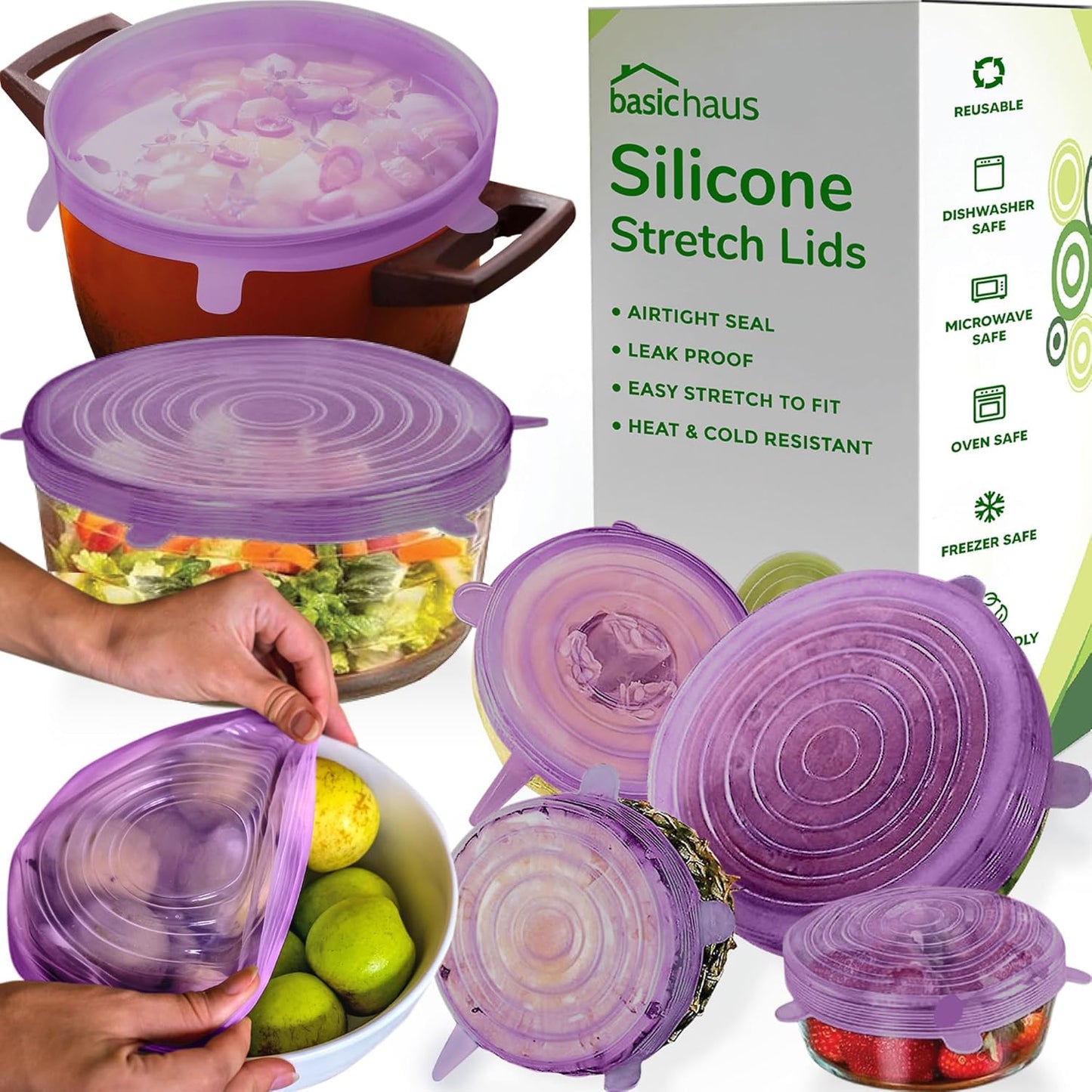 Stretchy Silicone Bowl Covers Set - Lavender Bloom