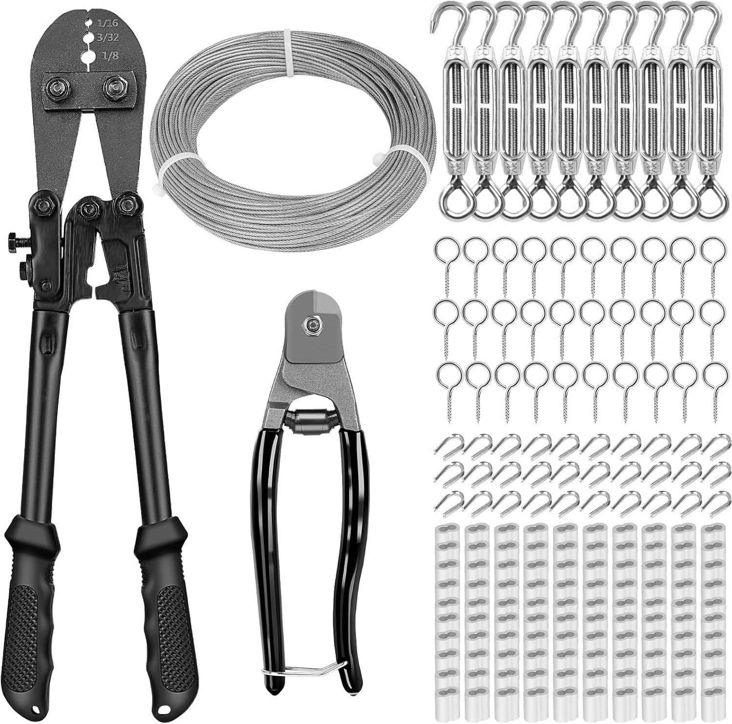 TooTaci 1/16 Wire Rope Kit for String Light Hanging & More