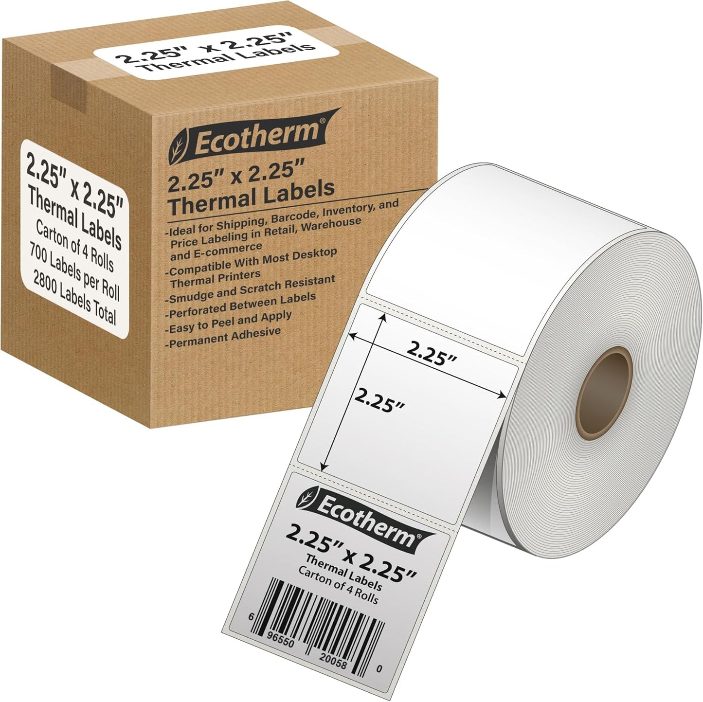 2.25in x 2.25in Thermal Labels for Zebra and More Printers