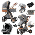 3 in 1 Baby Travel System Reversible Stroller - Grey Fabric