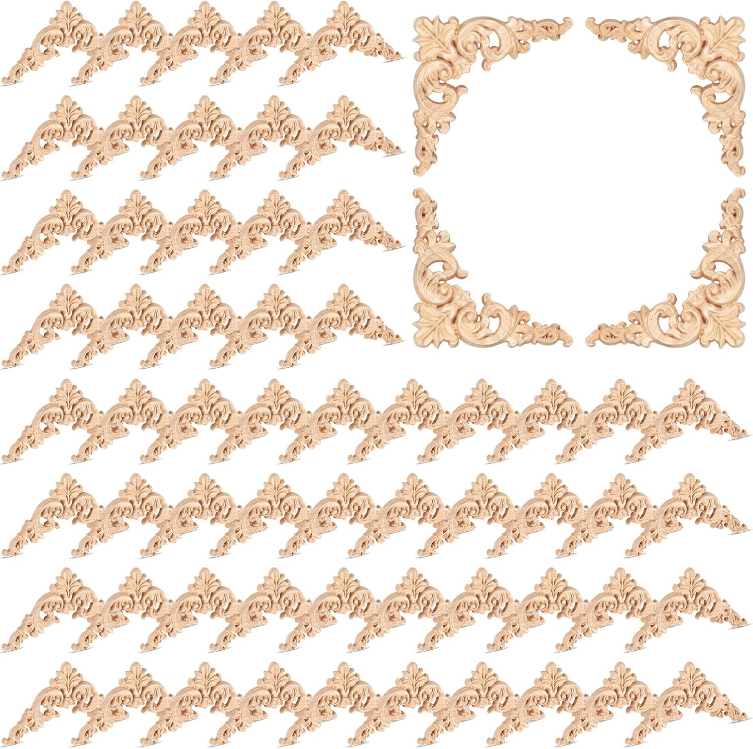 60 Pcs Wood Applique Onlays for Elegant Home Furniture Decor