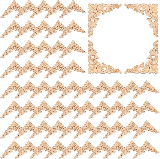 60 Pcs Wood Applique Onlays for Elegant Home Furniture Decor