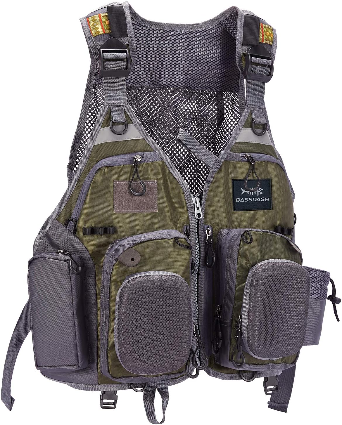 BASSDASH Adjustable Fishing Vest for Fly Bass Fishing Activities