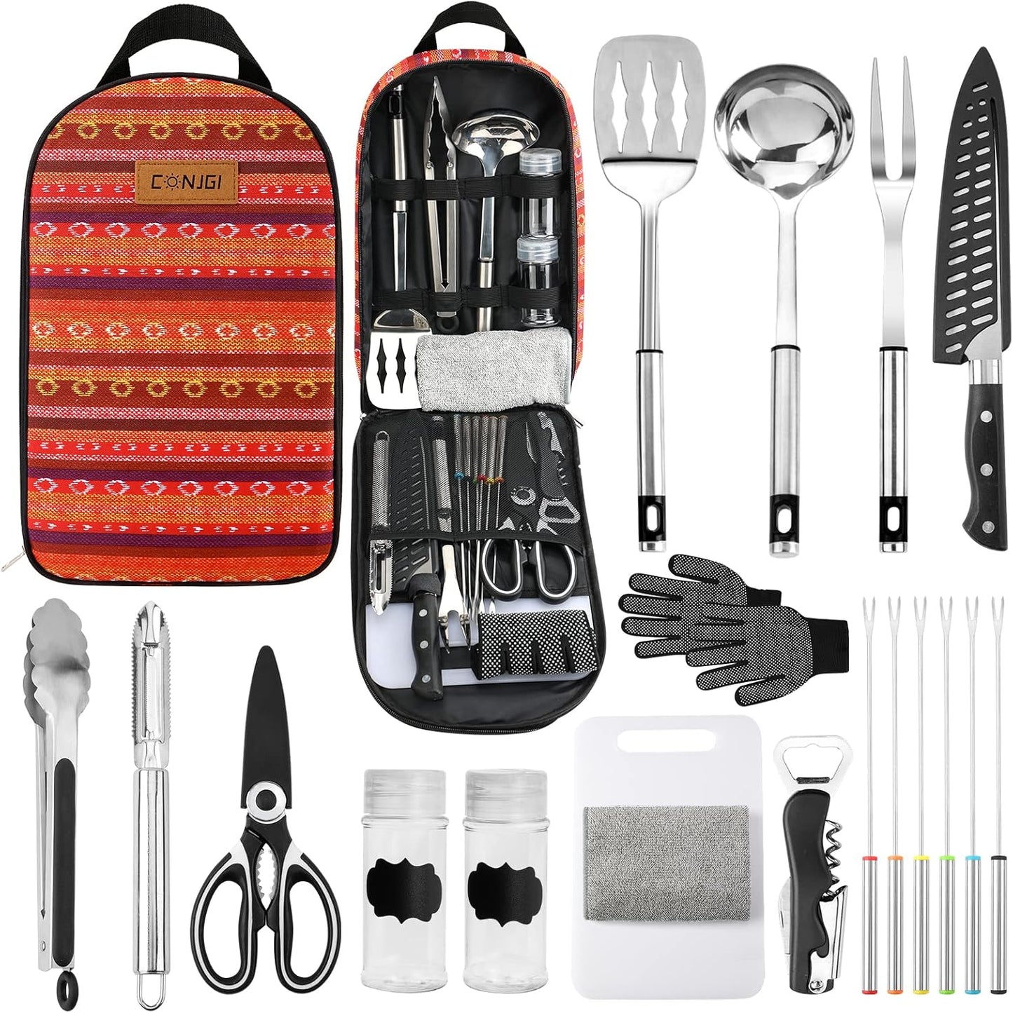 Compact Camping Utensil Bag - Carry All Your Cooking Essentials Easily!
