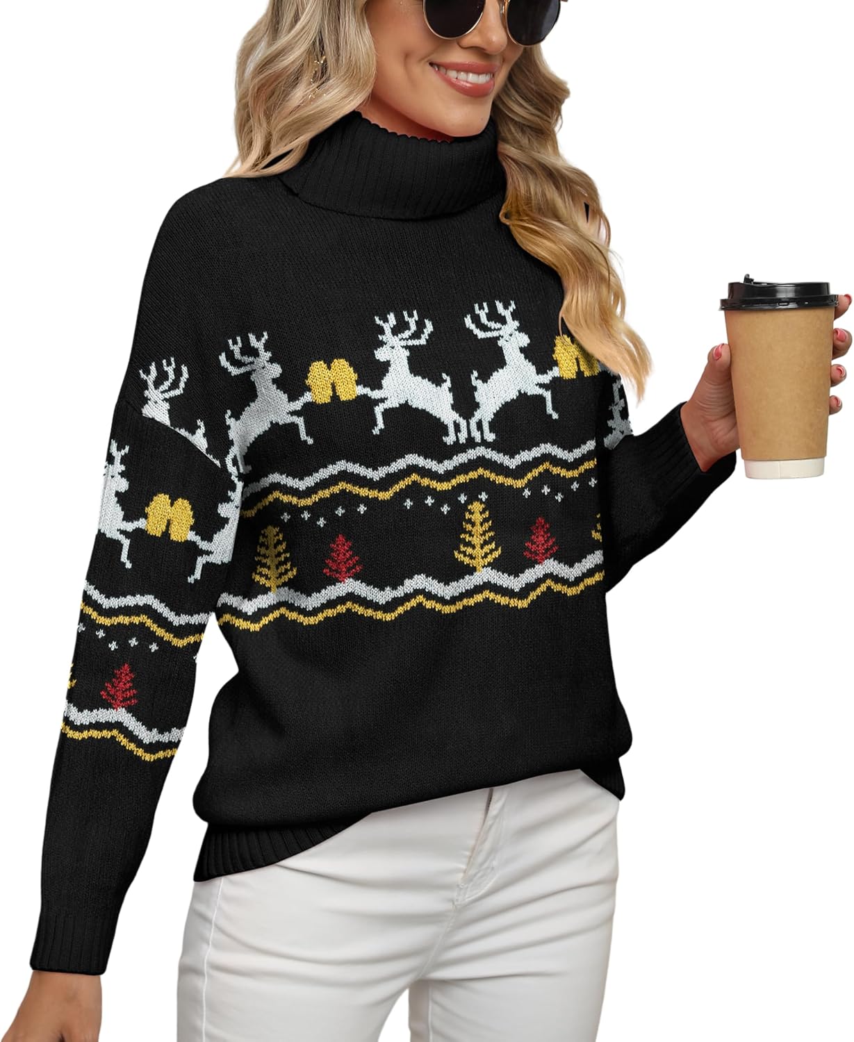 Jouica Women Turtleneck Chunky Oversized Ribbed Knit Sweater
