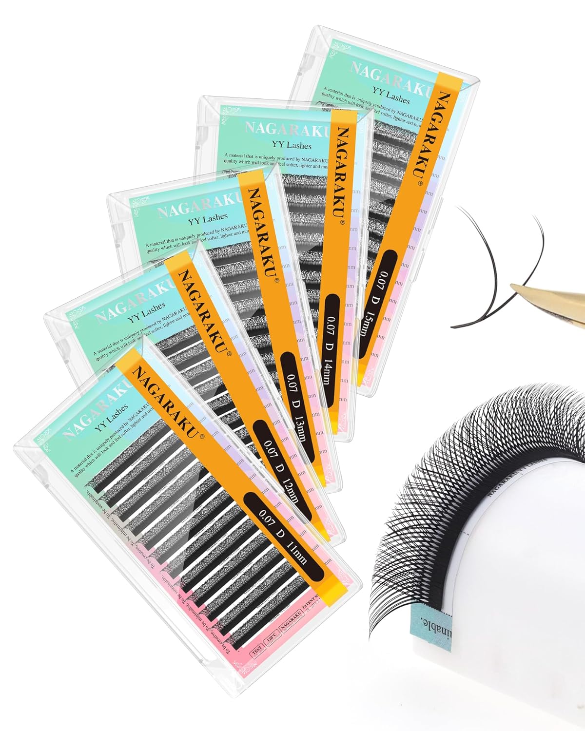 YY Eyelash Extensions by NAGARAKU - 5 Trays of 4D Clusters