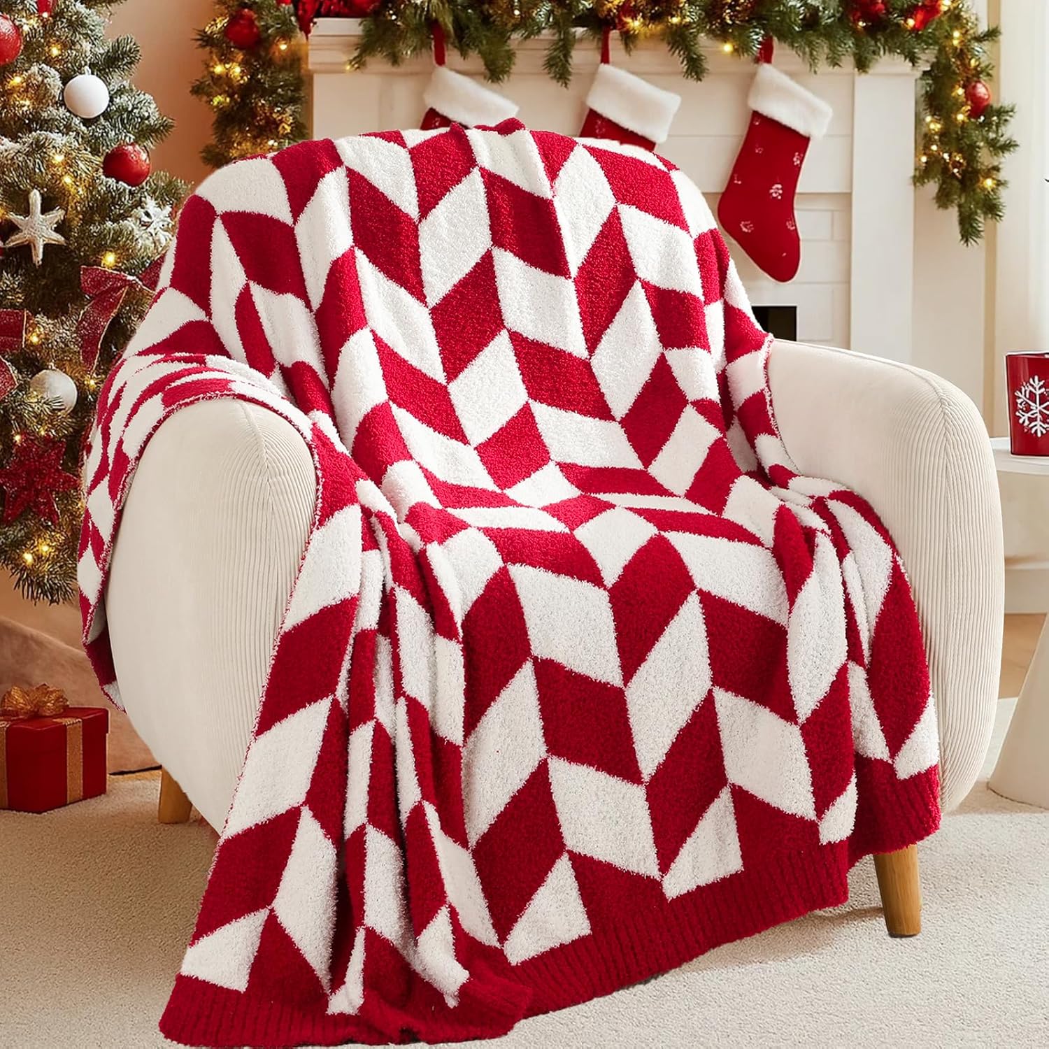 Snuggle Sac Chevron Red Throw Blanket for Cozy Comfort