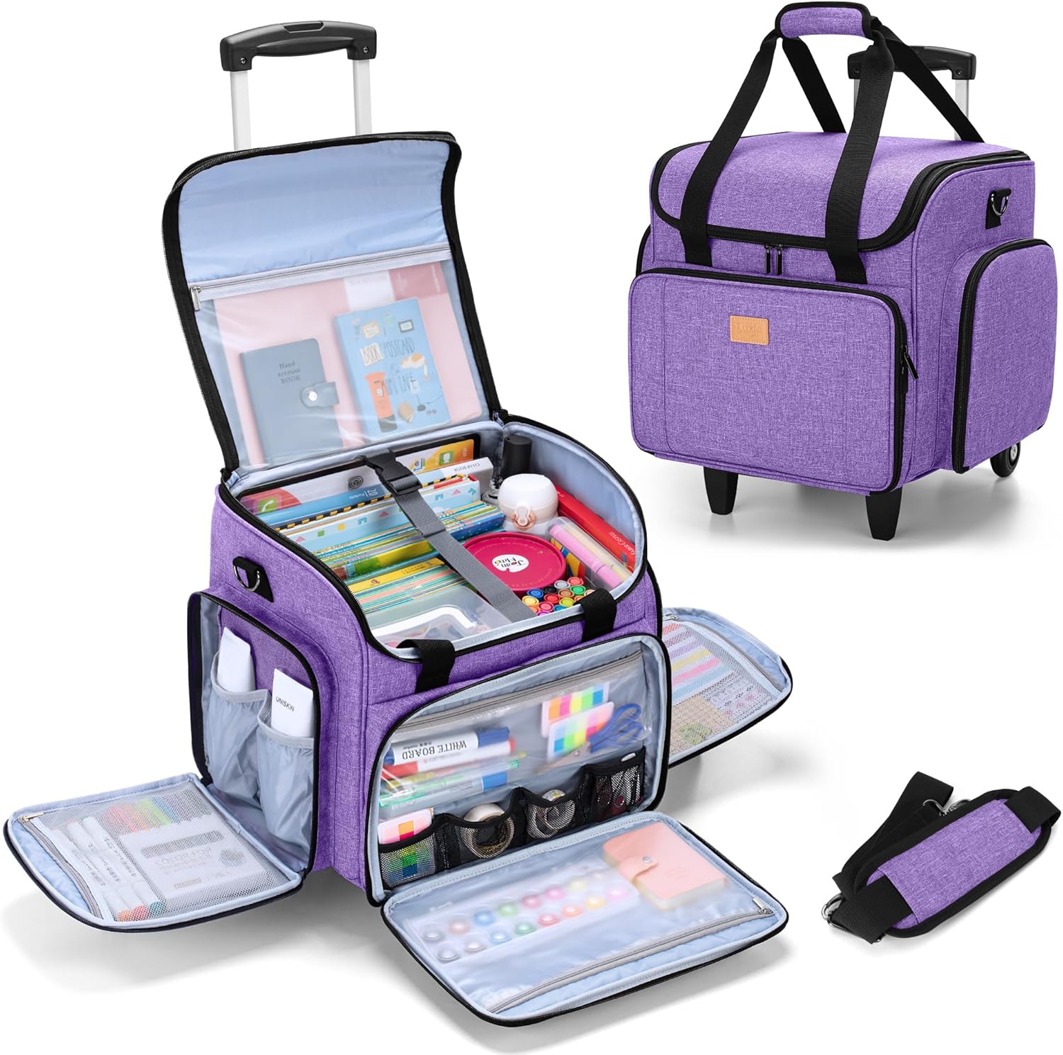 LUXJA Rolling Teacher Bag with Multiple Pockets and Support Pad