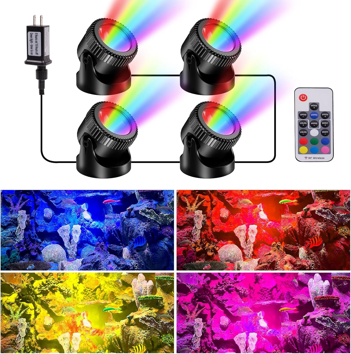 POPOSOAP Pond Lights with Timer for Colorful Underwater Lighting