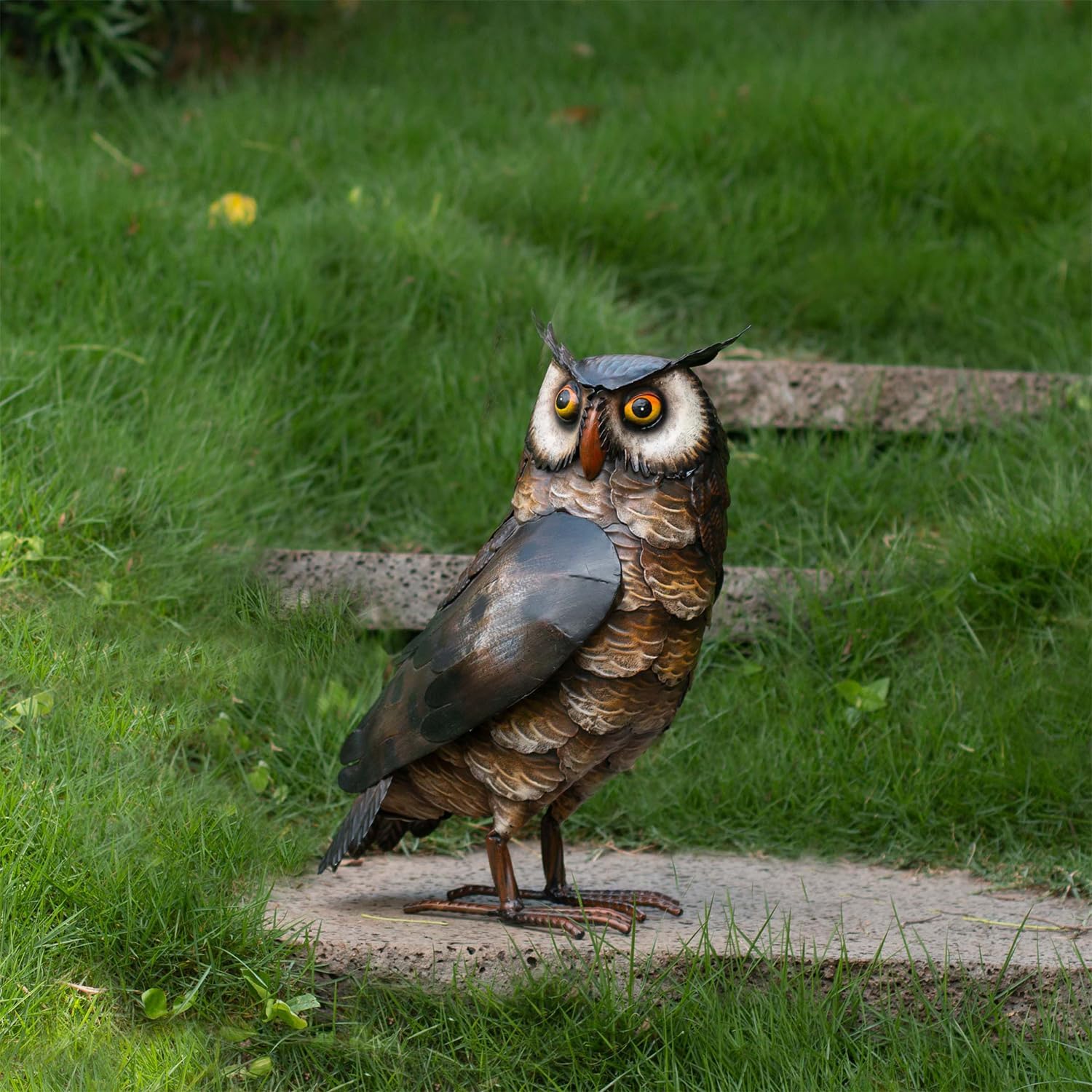Vivid Garden Owl Sculptures for Patio and Backyard Decor