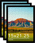 Wood 15x21.25 Puzzle Frame Black for Wall Hanging - 3 Pack