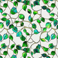 Blue & Green Pothos Window Privacy Film - Frosted Stained Glass