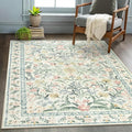 Wonnitar Washable Area Rug 5x7 - Soft Floral Boho Carpet