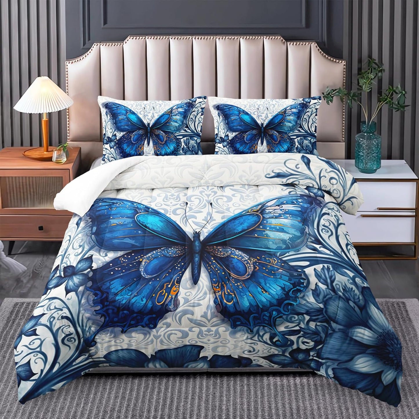 Full Size Butterfly Comforter Set for Girls - Boho Bedding