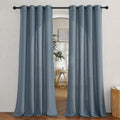 Linen Blend Stone Blue Curtains for Living Room - Semi Sheer Privacy