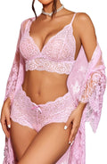 Avidlove Women Sexy Lingerie Set 3 Piece Lace Robe and Bra Panty Set