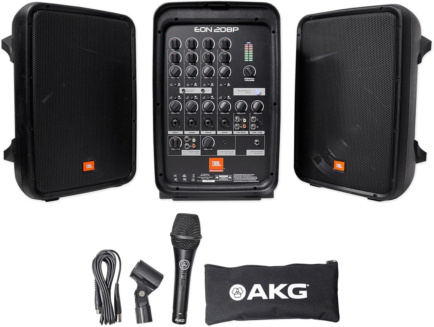 JBL EON208P Dual Speaker PA System with AKG Mic