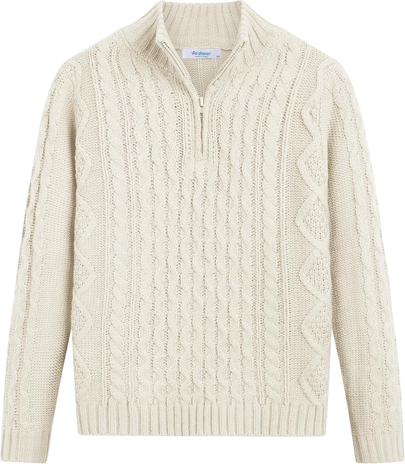 Arshiner Boy's Cable Knitted Sweater Half Zip for Kids 3-12