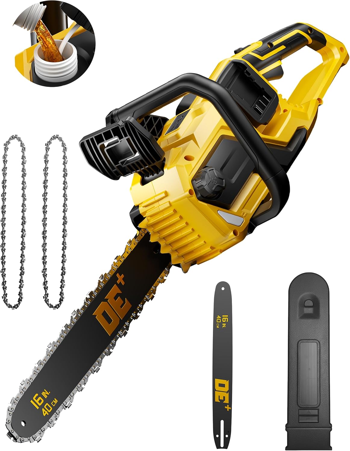 DeForce 16in 40V Cordless Electric Chainsaw for Wood Cutting