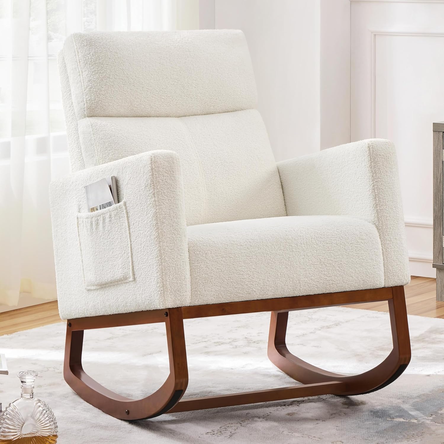 Yaheetech Upholstered Rocking Chair for Living Room and Nursery