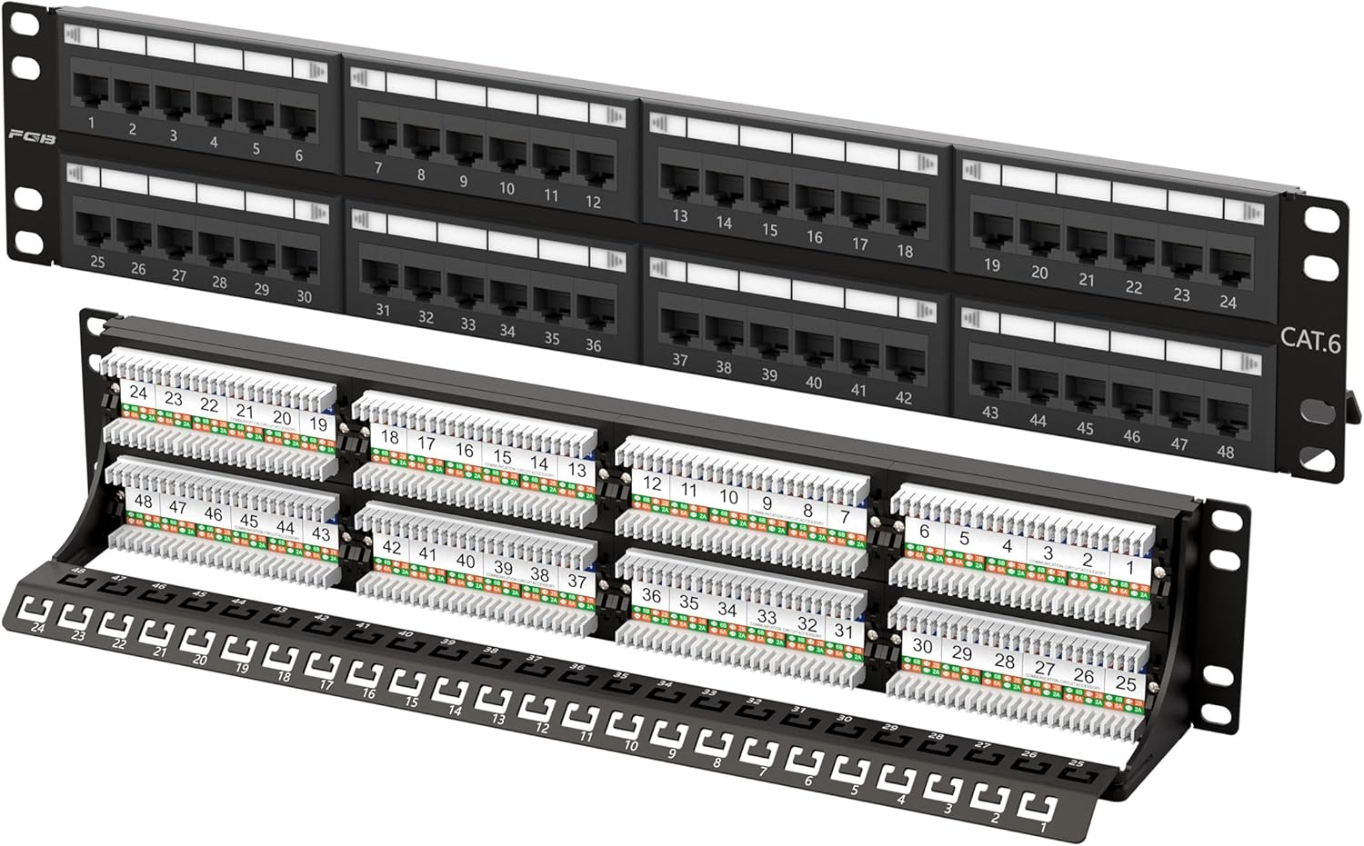 48-Port Cat6 Patch Panel for Effortless Network Setup