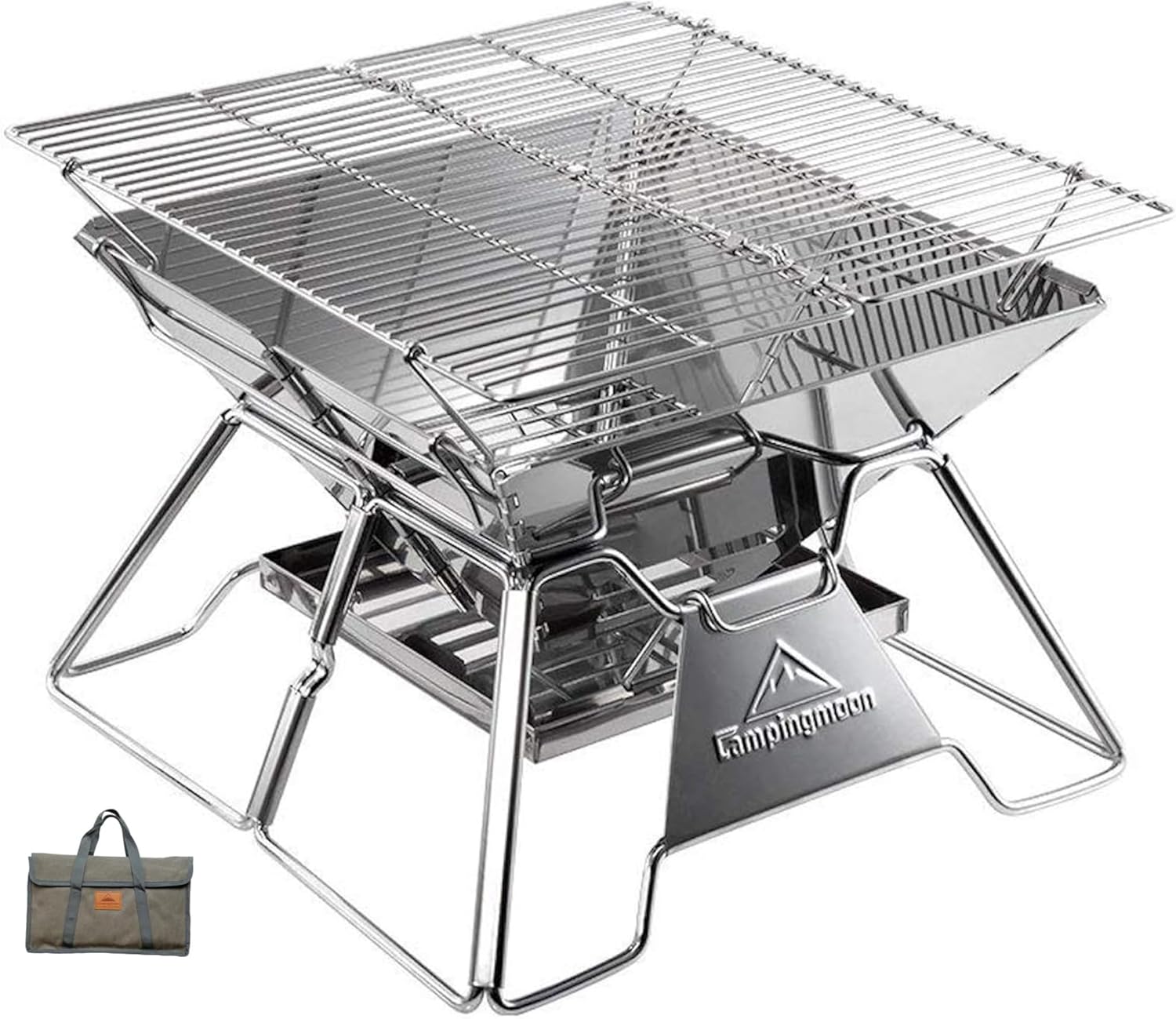CAMPINGMOON Stainless Steel Foldable Camping Grill for Outdoors