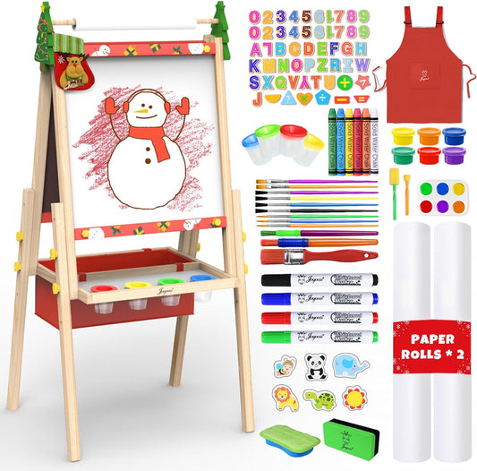 Joyooss Art Easel for Kids - Adjustable Wooden Toddler Easel