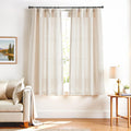 Beige Linen Blend Curtains for Bedroom and Living Room Decor