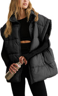 Women Winter Oversized Puffer Vest Quilted Lightweight Stand Collar