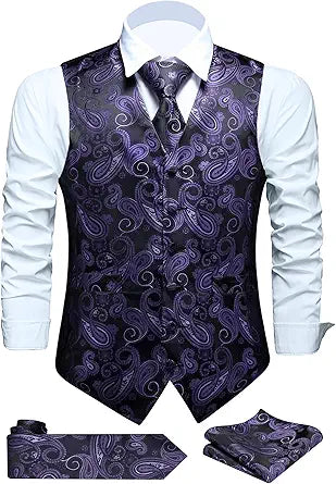 FAIMO Men's Suit Vests for Tuxedo, Formal Paisley Waistcoat
