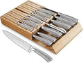 14 Pcs German Stainless Steel Kitchen Knife Set with In-Drawer Bamboo