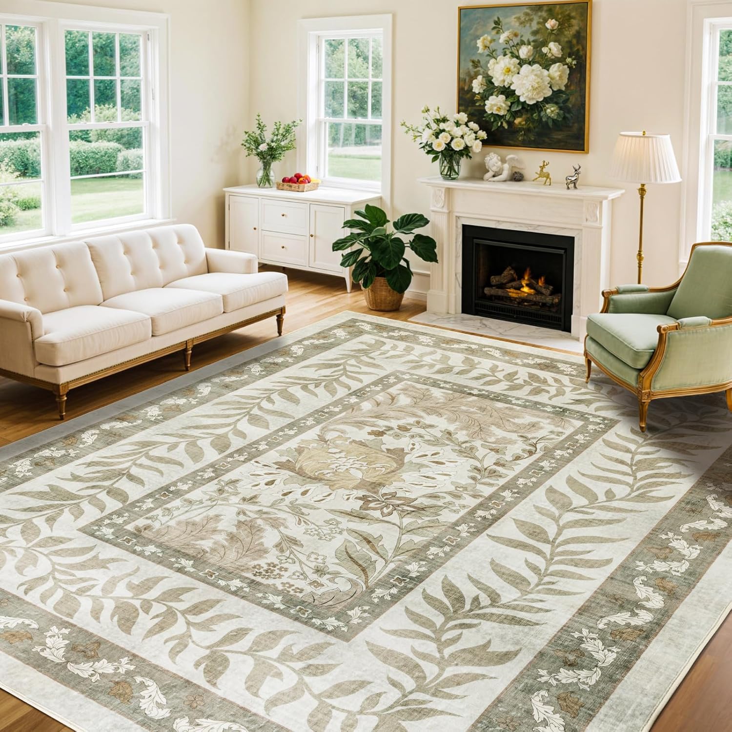 Washable Rug 9x12 Area Rugs for Living Room - Stain Resistant
