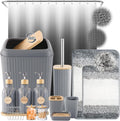 32PCS Grey Bathroom Accessories Set with Shower Curtain - Complete