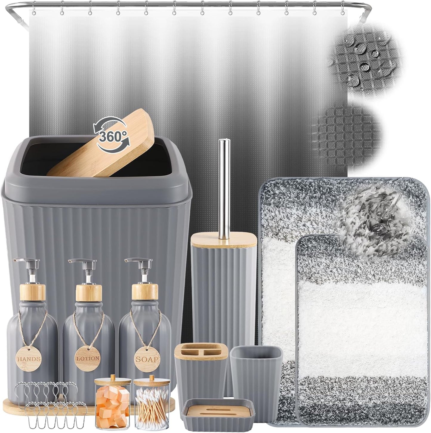 32PCS Grey Bathroom Accessories Set for Modern Home Decor