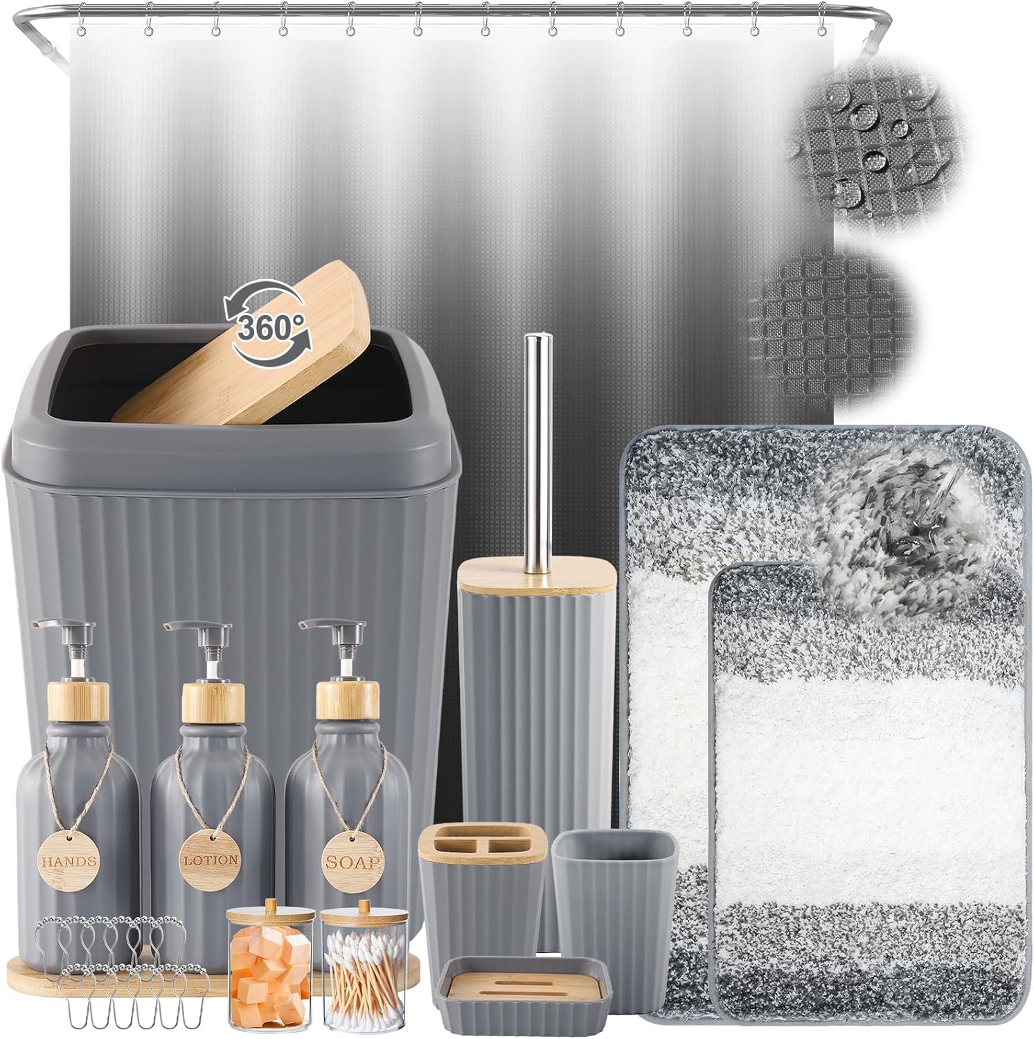 32PCS Grey Bathroom Accessories Set for Modern Home Decor