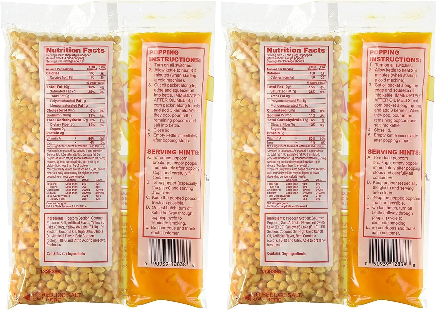 8oz Popcorn Portion Packs for Movie Night and Events