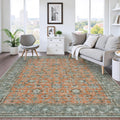 LIVEBOX Washable Area Rug 8x10 - Vintage Terracotta Boho Design