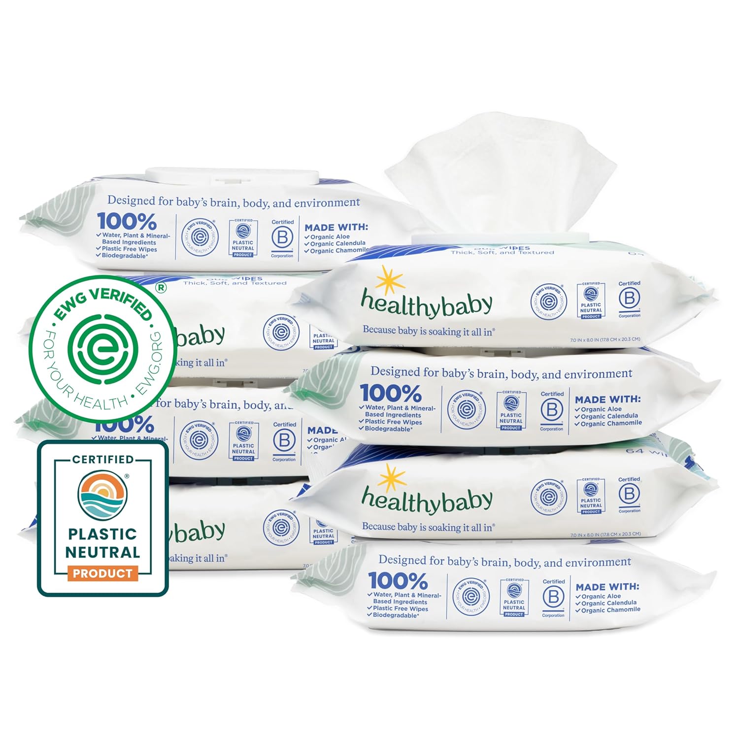 HealthyBaby Wet Wipes for Sensitive Skin - EWG Verified & Safe