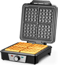 Belgian Waffle Maker 4 Slices - 1200W Waffle Iron with Browning Knob
