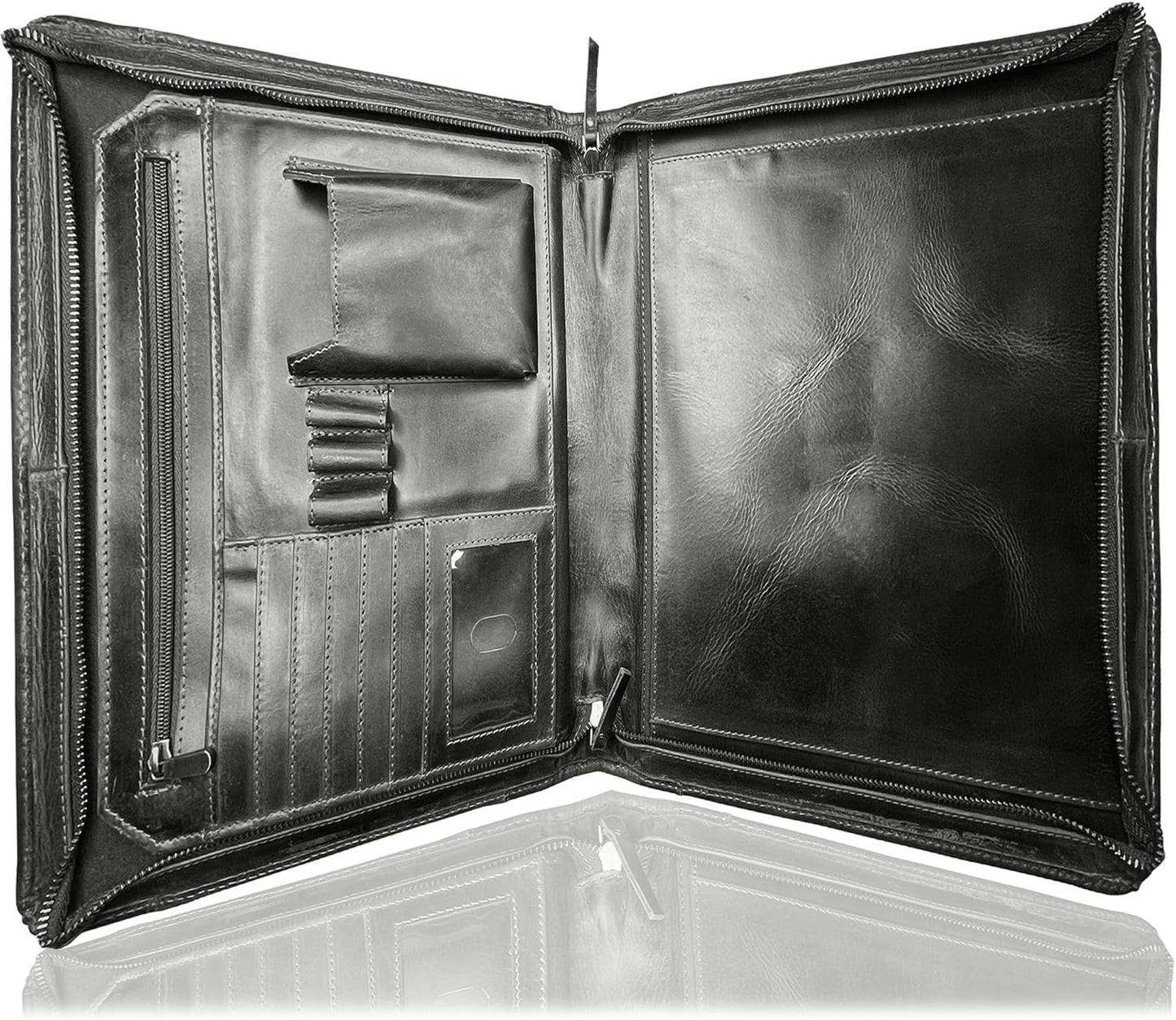 Leather Portfolio for Men - Full Grain Leather Padfolio Folder