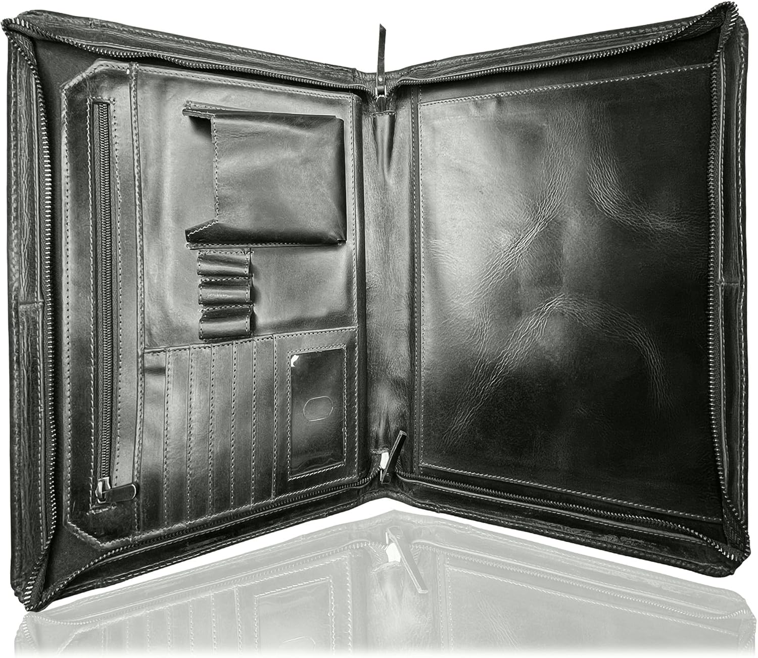 Leather Portfolio for Men - Full Grain Leather Padfolio Folder