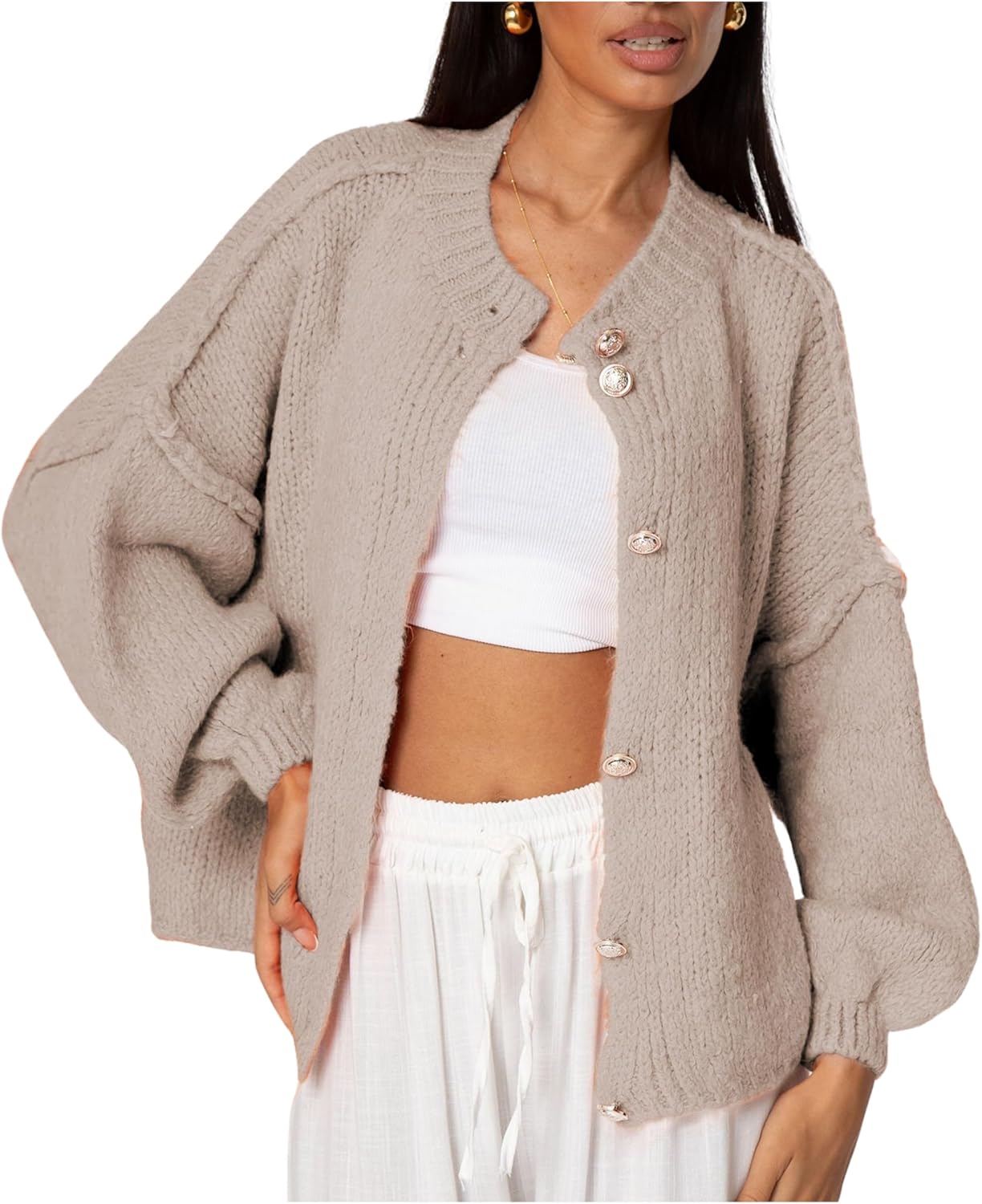 SeekMe Womens Cardigan Sweaters Lightweight Long Sleeve Style